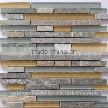 Golden honey slate mosaic and glass mosaic
