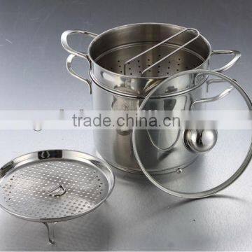 5-Piece Stainless Steel Steam Pot with basket,Impact bottom,22CM,#201&#304 SUS