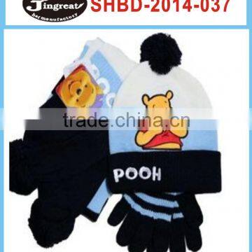 2014 New Fashion Lovely Bear Kid's Knitted Scarf Hat Golves