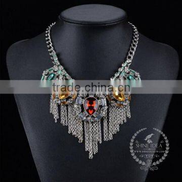 high quality vintage rhinestone chunky statement necklace tin alloy fashion women pendant necklace 6390072
