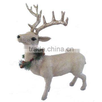 48cm artificial silver glittered bead DEER christmas ornament DECORATION