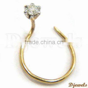 14K Yellow Gold Diamond Ladies Nose Pin