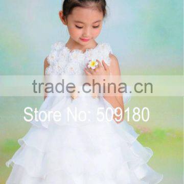 Lovely White Sleeveless Knee Length Custom Made Vestidos Girl Dress for Wedding Ball Gown FG020 Flower Girl Dress Patterns photo-3