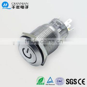 QN19-S4 19mm Character illuminated Type Momentary|Latching Flat Head Pin terminal Waterproof metal push button switch