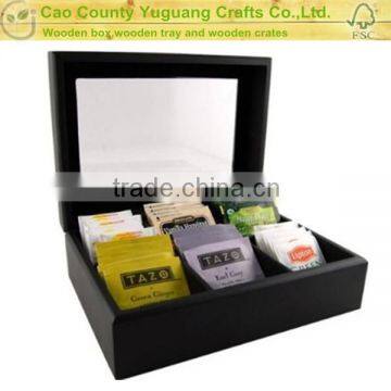 new design wooden tea box with glass top