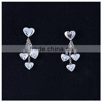 Drop Earrings With Heart Charm for Anniversary