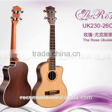 26 inch cutaway ukulele china high quality cheap wooden guitar (UK230-26C)