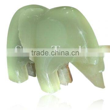 Natural Marble Onyx Designed Marble Bear, Multi Green