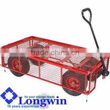 Utility wagon removable steel mesh sides flatbed garden trolley