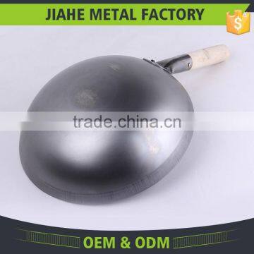 Silvery Wooden Single Handle Wok Kitchen Cookware Set