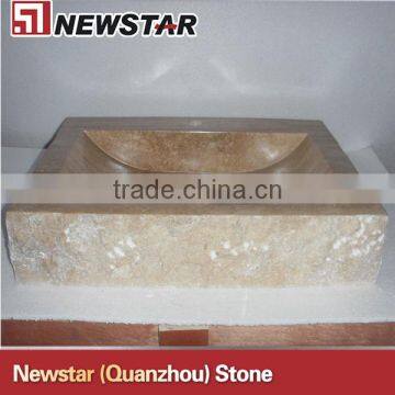 2013 new beige marble square sink design