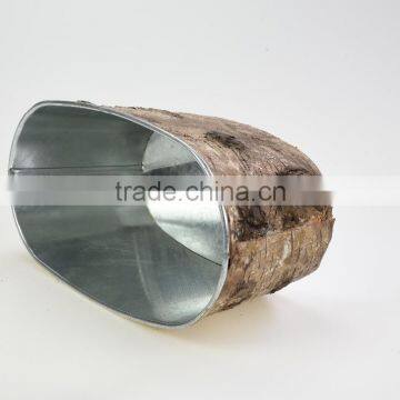 Factory Sale Oval Shape Chinese Natural Round Wood Flower Pot Planter photo-3