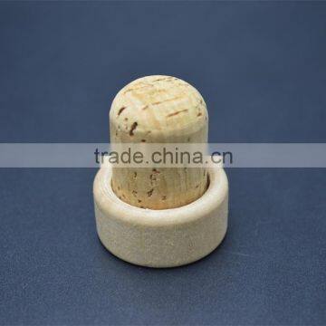 100 % nature cork with solid wooden covers stopper