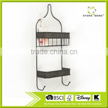 Wall Mounted Shampoo Rack with Two Hooks