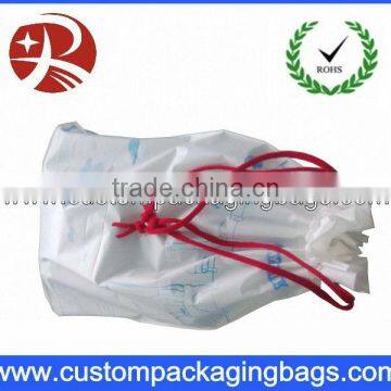 Customized printing white drawstring plastic bag