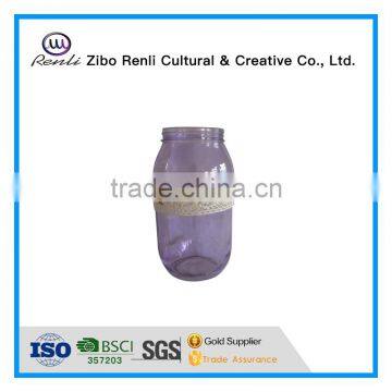 16OZ Purple Crystal Glass Mason Jar for Candle Making With Decor