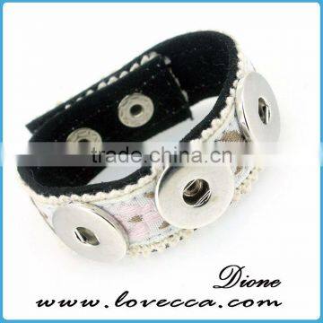 New arrival multicolor hollow leather snap button bracelet fit for 18mm buttons wholesale