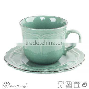 Ceramic Embossed Cup and Saucer High Quality Embossed Cup and Saucer photo-2