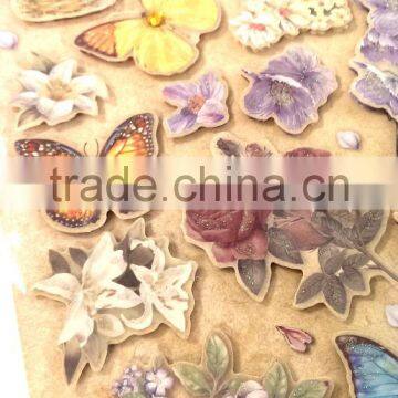 Butterfly & Rose Design Sticker in Colors, 3D Popular Design Decorative Glitter Sticker With Gems/Rhinestone photo-6