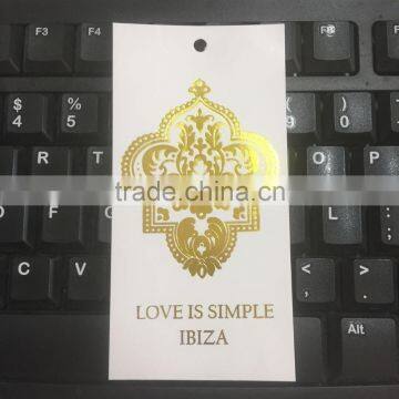 Custom high quality 350g coated paper hang tags swing tags with hot stamping