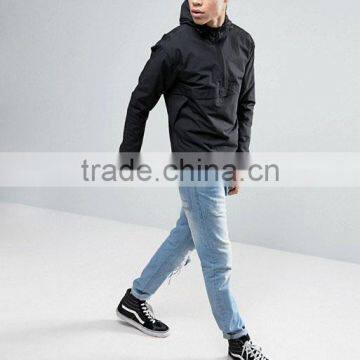 2017 Best Price High Quality Overhead Design Durable Hooded Funnel Collar 100% Polyester Black Casual MenJacket photo-4