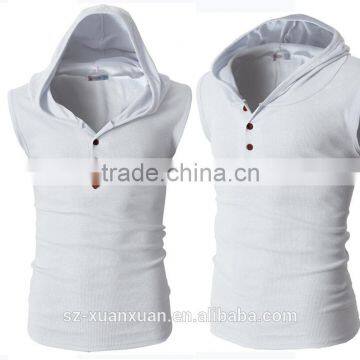 Men Cotton Hoodie Vest Custom Fit Running T-shirt With Sleeveless