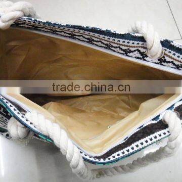 Fashion Lady Popular Cheap Geometric Pattern Cotton Canvas Bag photo-5