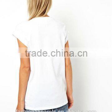 Women White Tshirt With Short Sleeves for Wholesale photo-3