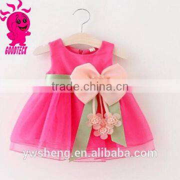 2016 new wholesaler baby princess christmas dresses girls skirt set with bowknot