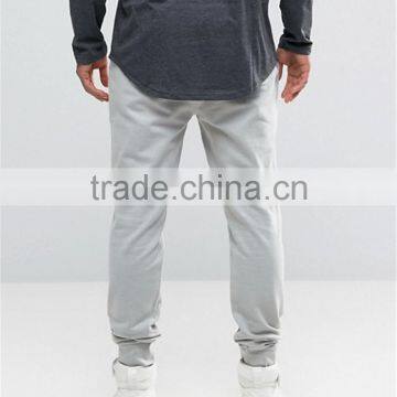 Mens Cotton/Polyester Sweatpants With Side Pockets Plain Skinny Drawstring Joggers In Gray photo-2