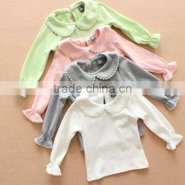 2015 Baby Cotton Long Sleeves T-shirts White Shirts Kids Shirt Pattern