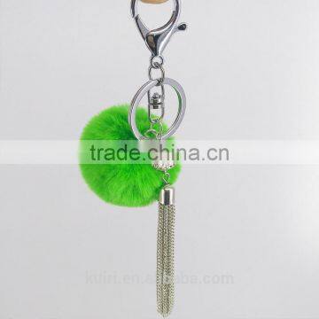 2017 Cute Rabbit Faux Fur Ball Key Chain Metal Tassel Fur Ball Keychain Bag Charms 115 photo-4