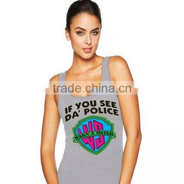 Wholesale Fashion Design New Model Women Fitness Stringer Custom Tank Top Printed photo-3
