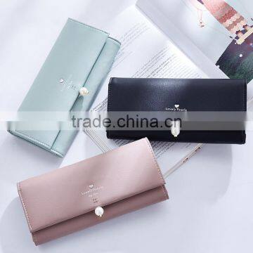 Fashion Pearl Korean Style Women Wallet PU Long Clutch Wallet Lady Clutch Coin Pocket Card Holder photo-6