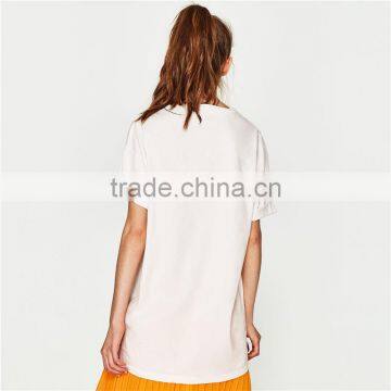 Round Neck and Short Sleeves Longline Banana Motif Pattern Blouse photo-3