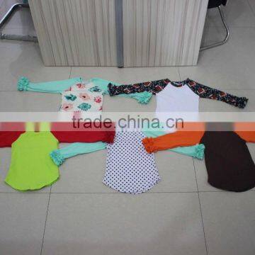 Pernickety Boutique Baby Girl Raglan Shirt Ruffle Long And the 3/4 Sleeve Wholesale 2016 Winter Shirt Children Girls Top