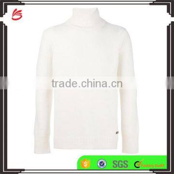 High Quality Cream Roll Neck Jumper Wool Sweater Men