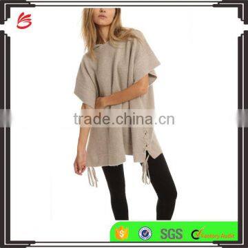 Oversized Half Sleeve Sweater Women with Hood and Drawstring Along the Side