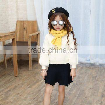 Wholesale Lantern Sleeve V Neck High Quality Girl Sweater Pullover photo-2
