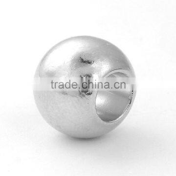 CCB Plastic Round Silver Tone European Style Large Hole Charm Beads