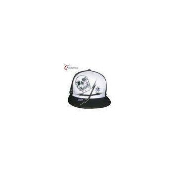 White Skull Flat Embroidery Hip Hop Caps With Black Peak 0840