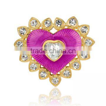 Heart Jewelry Alloy Shiny Shawl Buckle Multi Color Crystal Drip Women Brooches