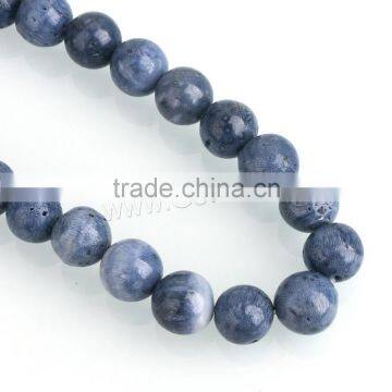 Latest design beads different size natural round blue coral beads