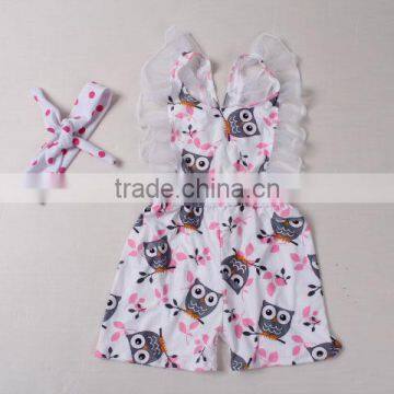 baby clothes 2017 girls fashion clothing owl print white lace romper new born baby romper