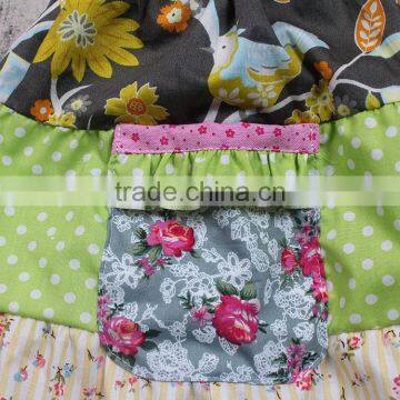 2017 New Designs Flutter Sleeve Patchwork Kids Casual Dresses Baby Girl Dresses photo-3