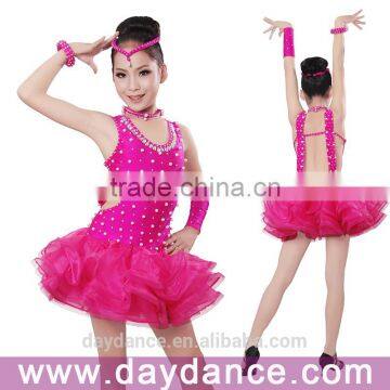 Girls Fancy Dress Costumes Sexy Backless Bling Ballroom Latin Dress For Kids