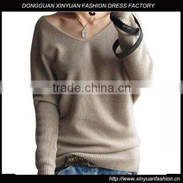 Women's long Loose Batwing Sleeve Wool Sweater latest design winter sweater for women