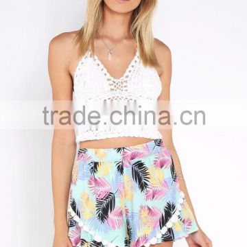 loose flowy fit frilled hemline brazil women beach shorts