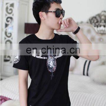 Peijiaxin Latest Design Casual Style Plain Mens Suit Printed Custom Fabric Tshirt