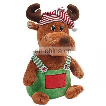 12inch sitting size embroidering logo on pants plush moose toy Custom design Christmas gift